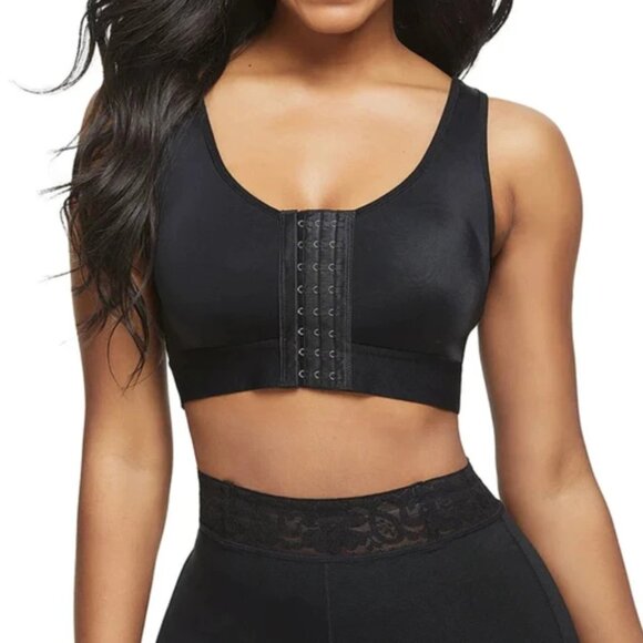 Post-Surgical Breast Band 3 Rows Hooks Chest Strap Wireless Two-Piece Sport Bra - Picture 2 of 7